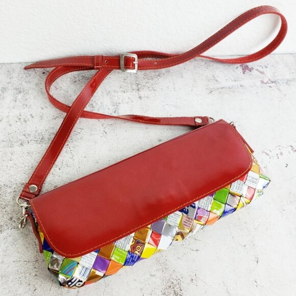 Nahui Ollin Y2K Unique Crossbody Bag Candy Wrapper Mini Purse Patent Leather - Picture 2 of 10